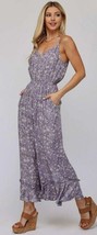 New GIGIOS 4 6 Daisy Print Lavender Wide Leg Ruffle Hem Rayon  Jumpsuit - £17.60 GBP