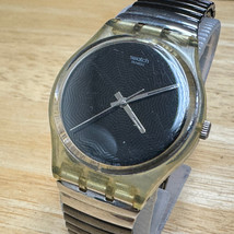 Vintage Swatch Swiss Quartz Watch G847 Men Clear Case Stretch Band New B... - $47.49
