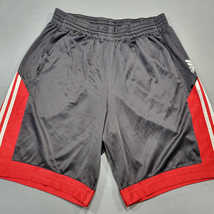 adidas Men Shorts Size L Black Red Athletic Elastic Waist Pockets Classi... - £7.21 GBP