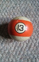 Vintage Antique Clay Billard Pool Ball #13 Orange Stripe Brunswick? Hyatt? - $39.99