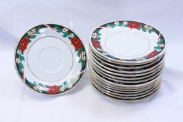 Tienshan Deck the Halls Christmas Saucers Lot of 15  Xmas - $13.71