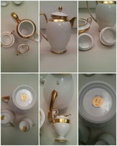 Vintage Gold White Style Empire AD 1806 Made in France Teapot Creamer Su... - €113,73 EUR