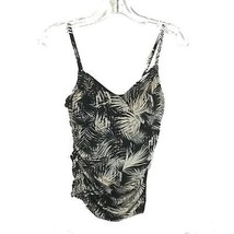 NWOT Womens Size 8 Garnet Hill Black Palm Print Ruched Surplice Tankini Top - £19.21 GBP