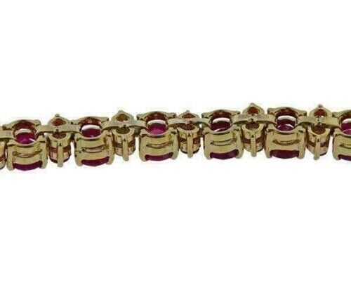 14.5CtOval CZ Brazalete de Rubí Rosa Línea de Tenis Redondo Chapado en Oro... Item image 3