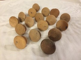 Mixed Lot 17 Unfinished Maple Wood Round Knobs Cabinet Drawer Pulls 3.75... - $24.99