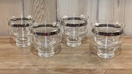 Set of 4 Vintage Silver Banded MCM Colony Glass Icer Ice &amp; Liner Shrimp ... - £37.35 GBP