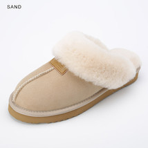 Skin suede leather natural sheep fur wool lined women winter slippers home indoor house thumb200