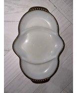 Anchor Hocking Fire King Milk Glass Relish Dish Divided Tray Gold Trim 1... - $14.95