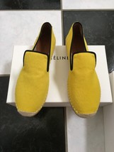 NIB 100% AUTH Celine Yellow Pony Hair Espadrilles Slippers Shoes $590 Sz 37 - £286.16 GBP