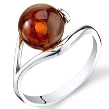 Sterling Silver Amber Spherical Spiral Ring - £68.35 GBP+