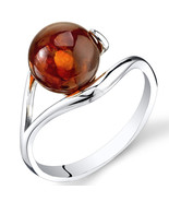 Sterling Silver Amber Spherical Spiral Ring - £66.69 GBP+