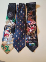 Christmas Necktie Lot 3 Hallmark Holiday Traditions USA America Baby Jes... - £9.81 GBP