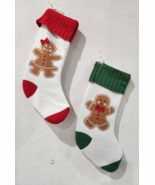 Christmas Knitted Gingerbread Girl Boy Stocking Mantel Tree Decor 18” New - $69.50 CAD