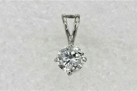 .40 ct Diamond Solitaire Pendant  REAL SOLID 14 kw White GOLD 0.33 g - £366.36 GBP