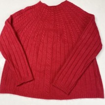 White Stag Soft Cable Knit Sweater Large Angora Lambswool Blend Red Long Sleeve - £14.44 GBP