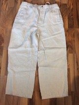 Paradise Collection Linen Cropped Capri Pant Pockets Crop Tan Size Large - £22.05 GBP