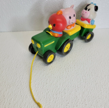 2006 Learning Curve Baby John Deere Pull Along Tractor Farm Animals - £8.29 GBP
