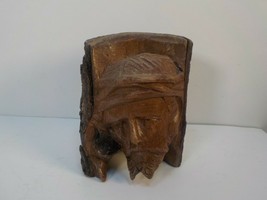 Vintage Hand Carved Face of Jesus in a Wood Tree Section - £39.37 GBP