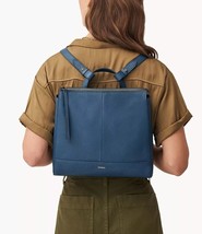 Fossil Elina Blue Denim Leather Convertible Backpack SHB2979944 NWT $250 MRSP - £104.71 GBP