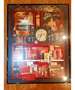 framed Coca Cola poster assorted memorabilia and bottles 28 x 22 - £27.14 GBP