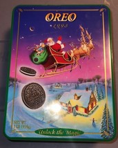 Vintage metal 1995 Christmas Oreo cookie container Holidays Santa - $8.99