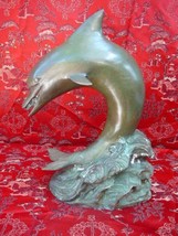 (bz-22) jumping Dolphin bronze sculpture statue figurine casting art ocean wave - £153.50 GBP