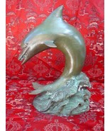 (bz-22) jumping Dolphin bronze sculpture statue figurine casting art oce... - $267.92 CAD