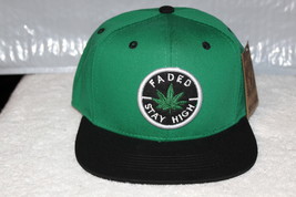 Marijuana Leaf Faded Stay High Cannabis Flat Bill Snapback Baseball Cap #2 - £10.47 GBP