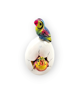 Hatched Egg Pottery Bird Double Rainbow Parrots Mexico Hand Painted Sign... - £11.61 GBP