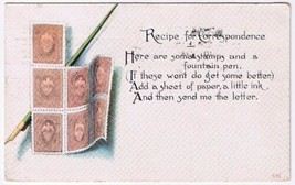 Greeting Postcard Recipe For Correspondence Stamps 1915 - £1.67 GBP