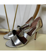 10 US / 40 EU Bruno Magli Italian Silver Leather Sandal Silver Strappy H... - $386.27