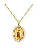 Genuine 14k Yellow Gold 0.78" CZ St. Jude Medallion Pendant Necklace 16"... - $586.08+