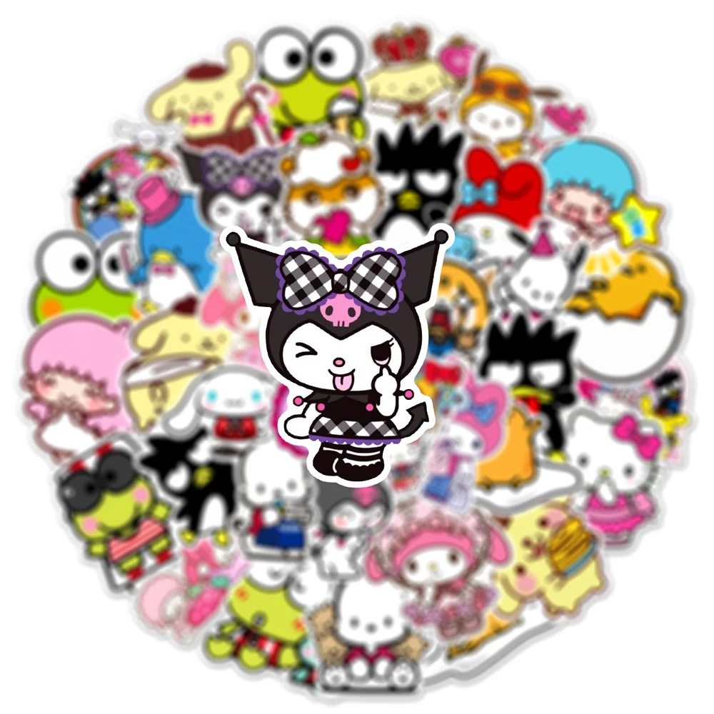 50Pcs Anime Sanrio Stickers for Kids Kawaii Hello Kitty Kuromi Pochacco - £6.30 GBP