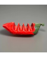 TERRA COTTA RED CHILI PEPPER 4 SLOT TACO HOLDER SERVER - $31.93 CAD