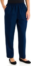 Alfred Dunner Womens Classics Pull On Straight Leg Pants Size 18 Color Navy - £22.00 GBP