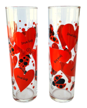 2 Indiana Glass Love Bug Cylinder Crystal 6.75&quot; Tumblers 31073 Valentine Hearts - £18.93 GBP