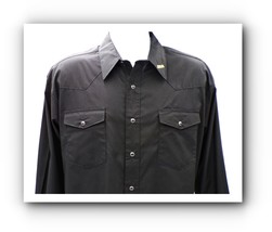 Pearl Snap Black Wrangler Western shirt with embroidered JESUS on collar... - £11.62 GBP