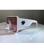 Women&#39;s futuristic style sunglasses with white frame and pink lenses - $9.50