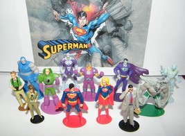 Superman Figure Set of 13 with Supergirl, Doomsday, Jimmy Olsen, Lex Luthor Etc - £12.78 GBP