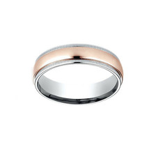 Ajustement Confortable Poli Milgrain Homme Anneau de Mariage 14K Deux Nuances Or - £105.24 GBP