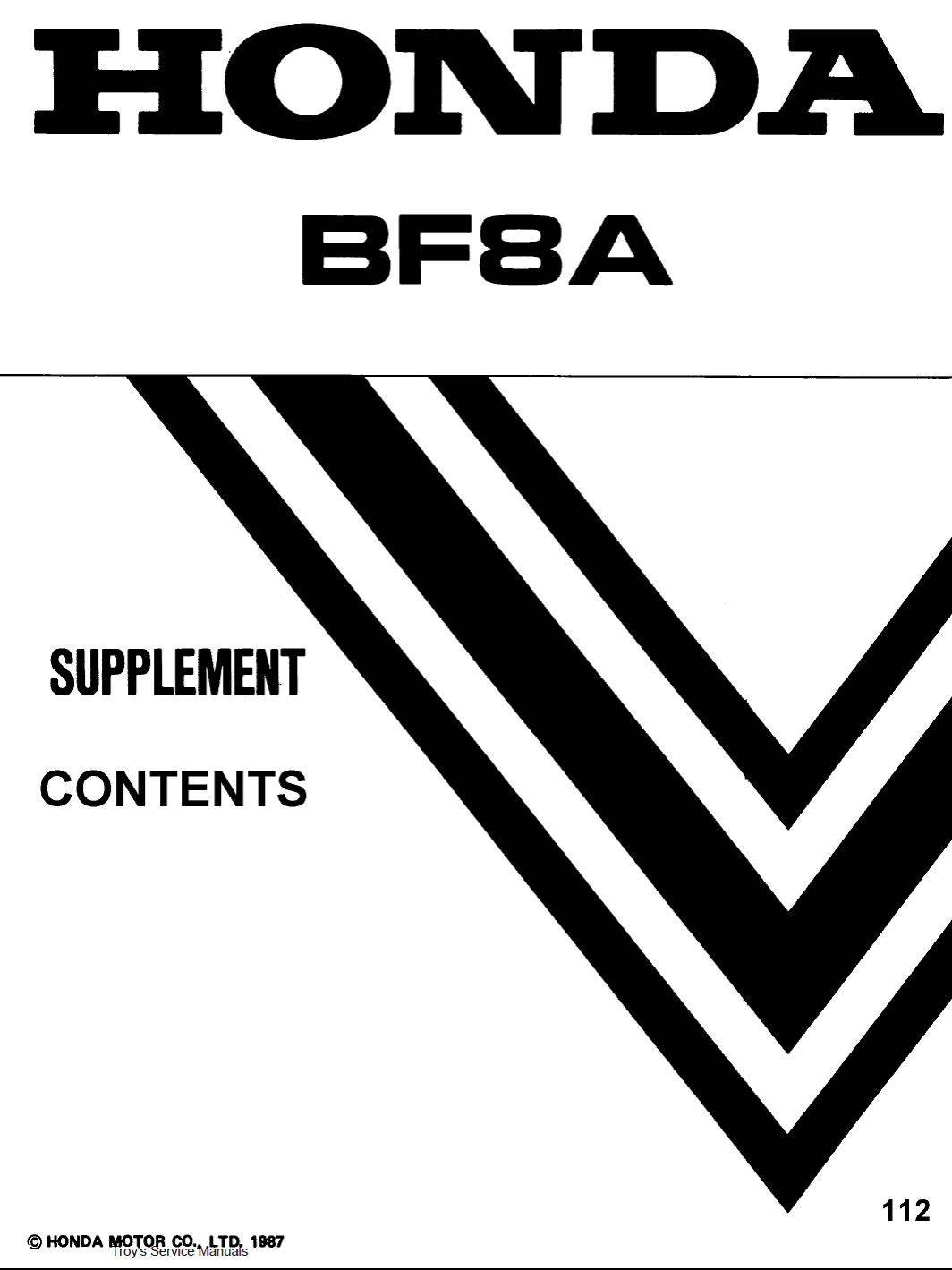 Honda Outboard BF75/BF100, BF8A, B75 Repair Service &amp; Shop Manual ...