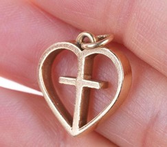 Retired James Avery 14k gold I Love Jesus Cross in Heart charm - £295.84 GBP