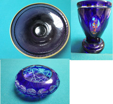 BOHEMIAN CZECHOSLOVAKIA COBALT BLUE CRYSTAL BOWL CANDY DISH VASE PICK ONE - £63.70 GBP