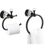 Wolibeer Crystal Towel Ring,Matte Black Toilet Paper Holder Stand Hand T... - $42.96