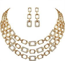 Gold Statement Necklace Costume Jewelry Sets for Women Aesthetic collar ... - £33.31 GBP