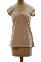 Topshop Tunic Top Blouse Womens Beige Blush Empire Waist Short Sleeve Si... - $12.71