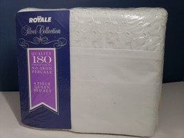New Royale Gold Collection Queen Sheet 3 Pc Set White 180 Thread Count USA - £15.52 GBP