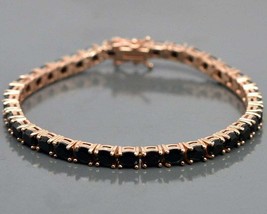 15Ct Rund Schliff Black Diamond Damen Tennis Schöne Armband 18K Rose Gold Finish - £290.58 GBP