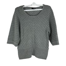 A.N.A. A New Approach Women&#39;s Knit Swoop Neck Sweater Size L Gray - $11.30