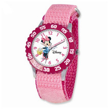 Disney Kids Minnie Mouse Pink Hook and Loop Band Time Teacher Watch - £33.49 GBP